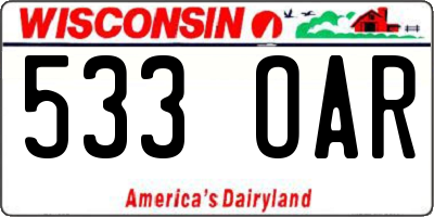 WI license plate 533OAR