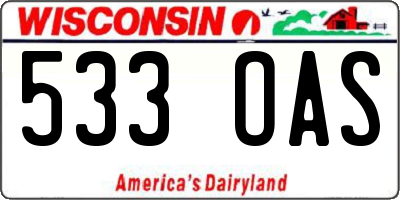 WI license plate 533OAS