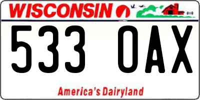 WI license plate 533OAX
