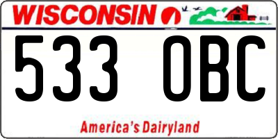 WI license plate 533OBC