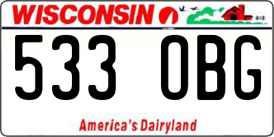 WI license plate 533OBG