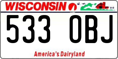 WI license plate 533OBJ