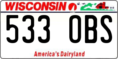 WI license plate 533OBS
