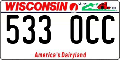 WI license plate 533OCC