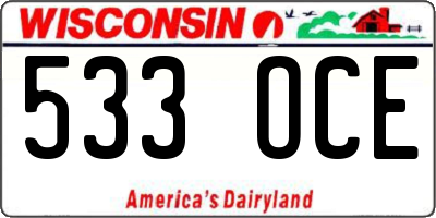 WI license plate 533OCE