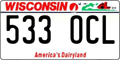 WI license plate 533OCL