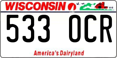 WI license plate 533OCR