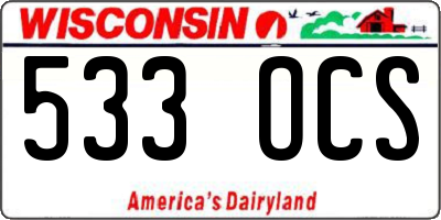 WI license plate 533OCS