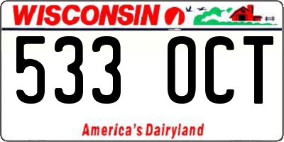 WI license plate 533OCT