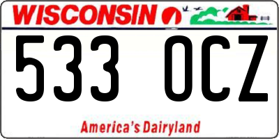WI license plate 533OCZ