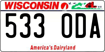 WI license plate 533ODA