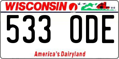 WI license plate 533ODE