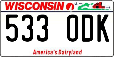 WI license plate 533ODK