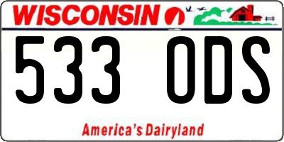 WI license plate 533ODS