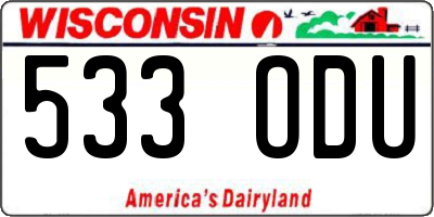 WI license plate 533ODU