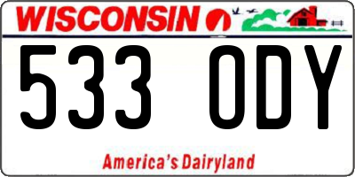 WI license plate 533ODY