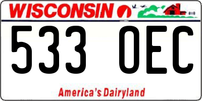WI license plate 533OEC