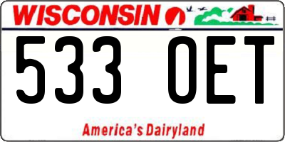 WI license plate 533OET