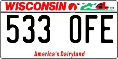 WI license plate 533OFE