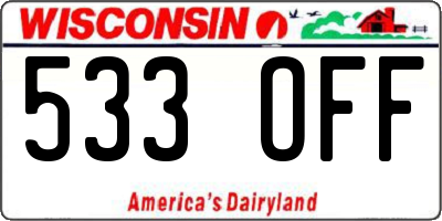 WI license plate 533OFF