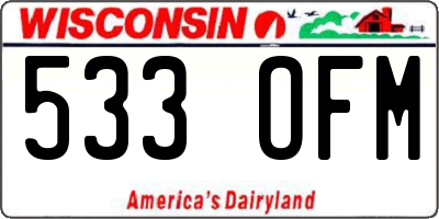 WI license plate 533OFM