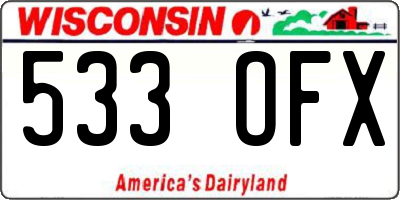 WI license plate 533OFX