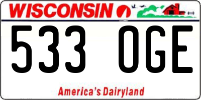 WI license plate 533OGE