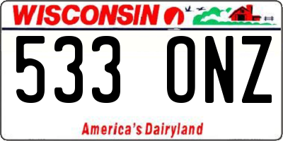 WI license plate 533ONZ