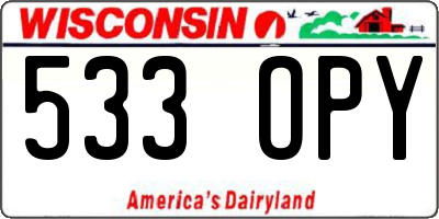 WI license plate 533OPY
