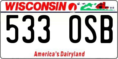 WI license plate 533OSB