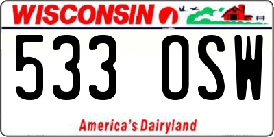 WI license plate 533OSW