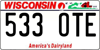 WI license plate 533OTE