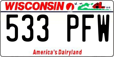 WI license plate 533PFW