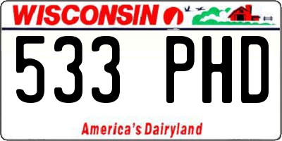 WI license plate 533PHD