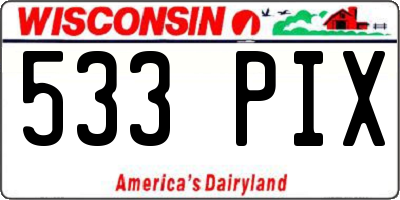 WI license plate 533PIX