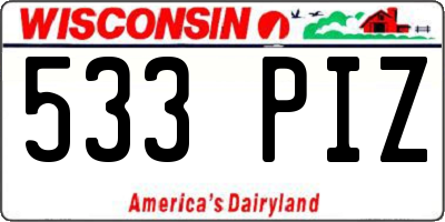 WI license plate 533PIZ