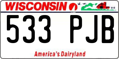 WI license plate 533PJB