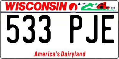 WI license plate 533PJE