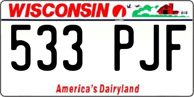 WI license plate 533PJF