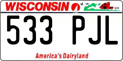WI license plate 533PJL