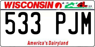 WI license plate 533PJM