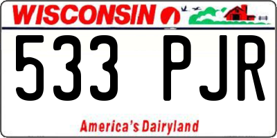 WI license plate 533PJR