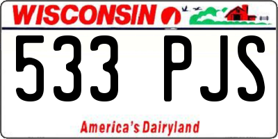WI license plate 533PJS
