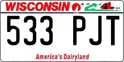 WI license plate 533PJT
