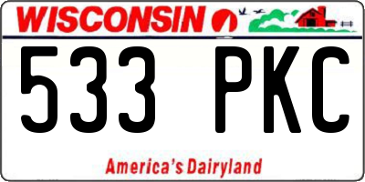 WI license plate 533PKC