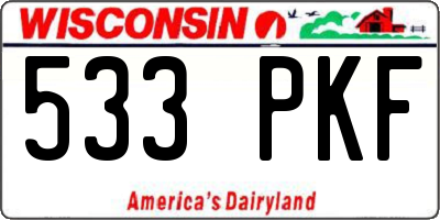 WI license plate 533PKF