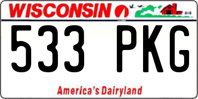 WI license plate 533PKG