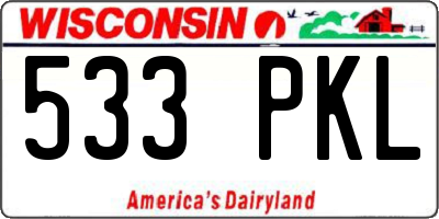 WI license plate 533PKL