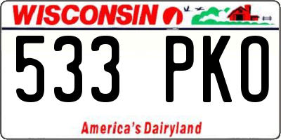 WI license plate 533PKO