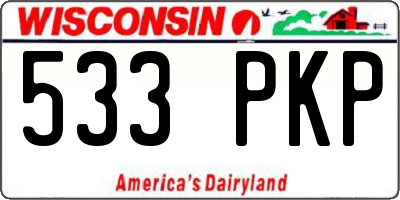 WI license plate 533PKP